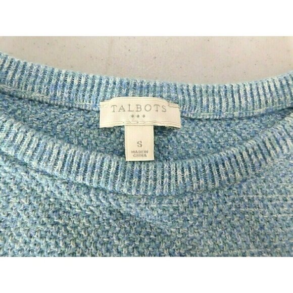 TALBOTS lightweight blue sweater with faux white shirt underneath woman's size S - Picture 2 of 6